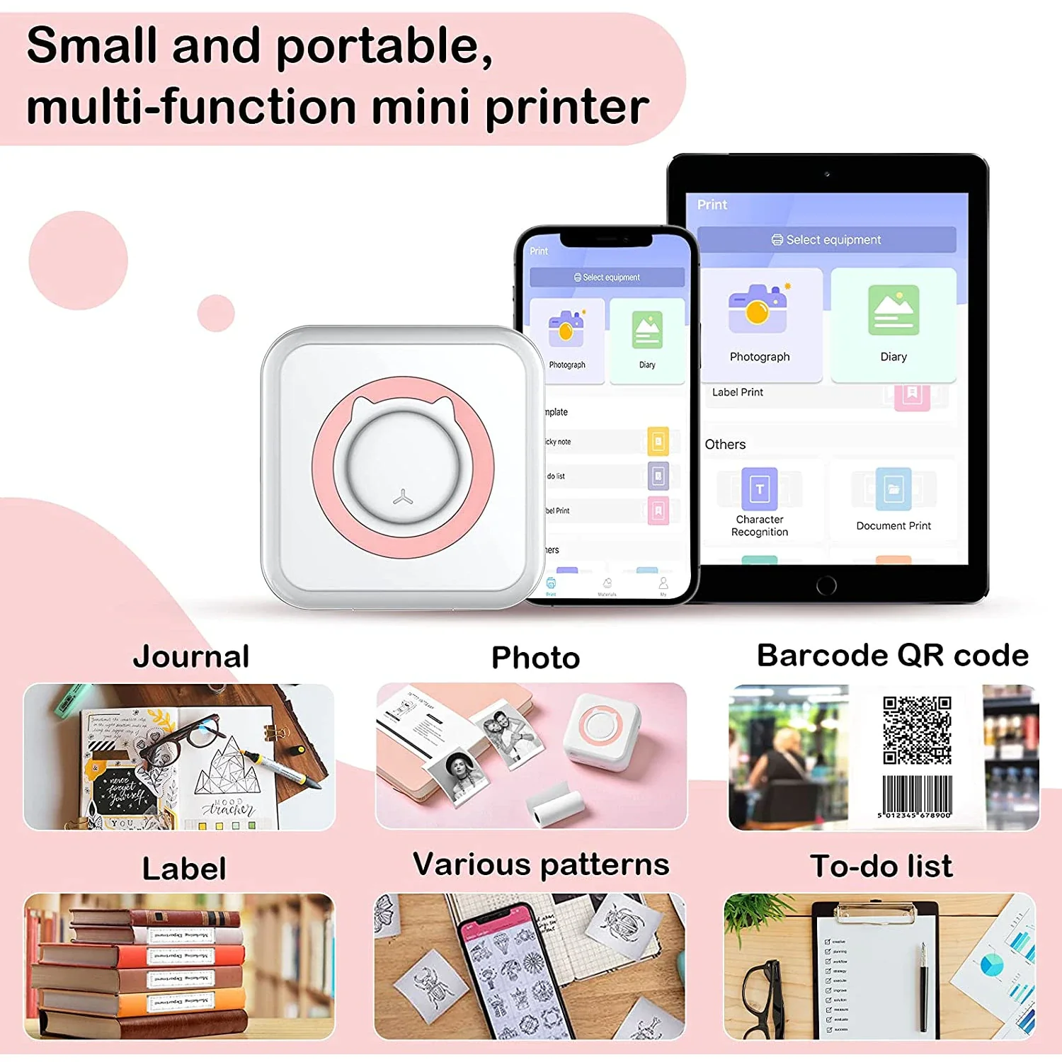 Mini Imprimanta termica portabila pentru telefon, 1 rola inclusa [9]