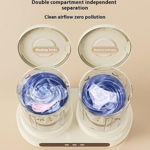 Mini Masina de Spalat cu Doua Cuve Separate, Capacitate 3L, Spalare Delicata pentru Lenjerie, Haine Bebelusi, Textile mici [3]