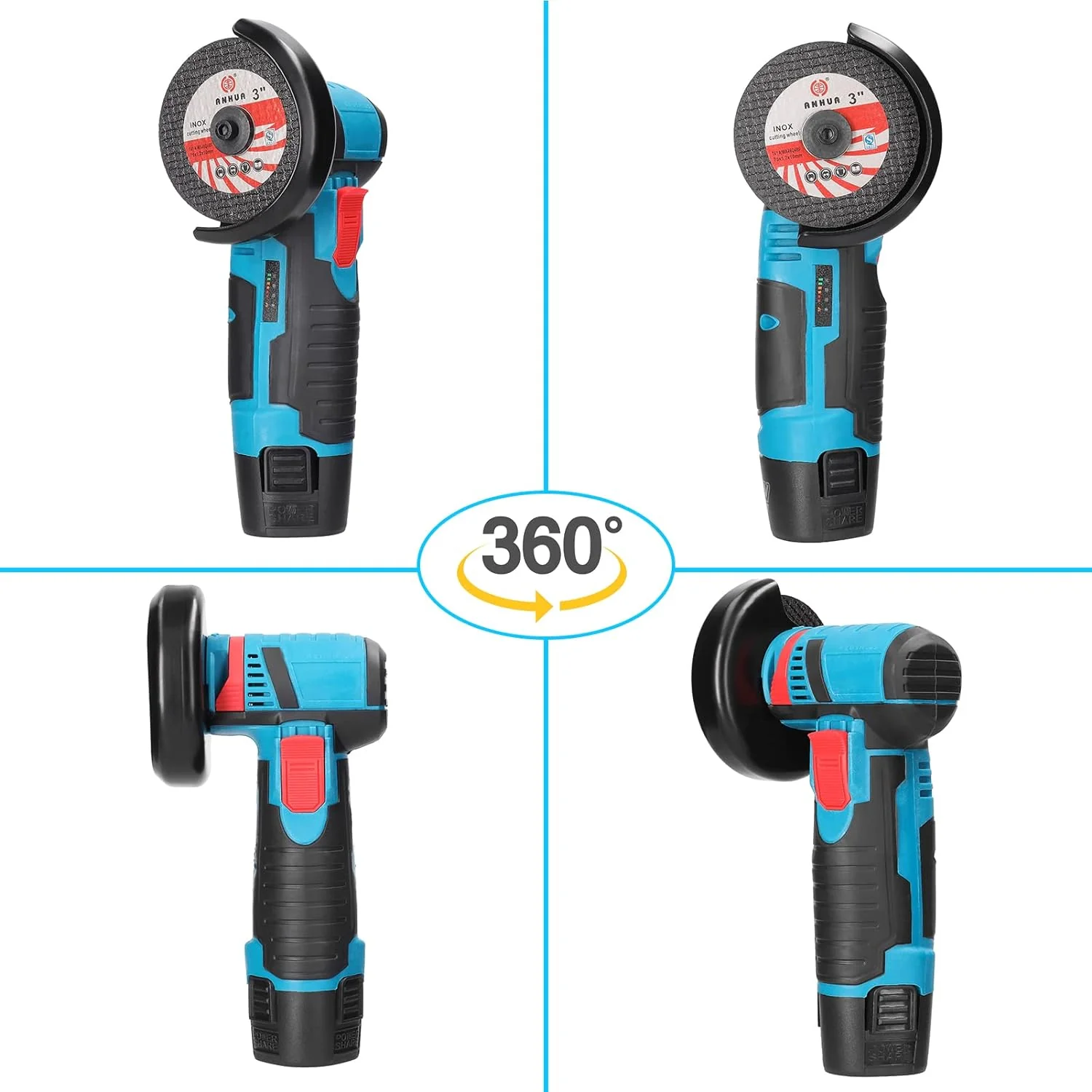 Mini Polizor unghiular portabil cu 2 acumulatori si 2 discuri, 12V [10]