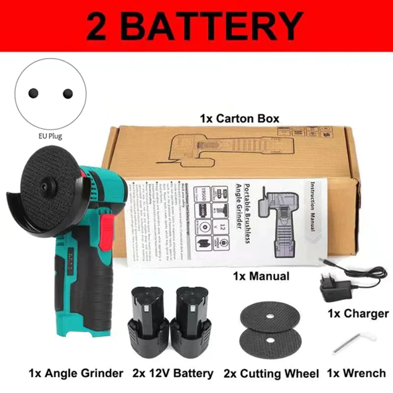 Mini Polizor unghiular portabil cu 2 acumulatori si 2 discuri, 12V [15]