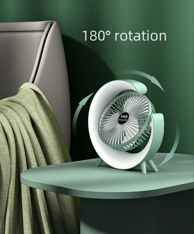 Mini ventilator de birou rotund cu LED RGB, 3 viteze, Reglabil [7]