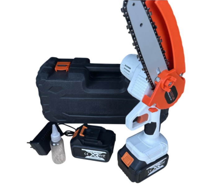 Minidrujba Maxstar 21V 10AH cu 2 acumulatori, Sistem ungere lant, lama 15cm, cutie depozitare [2]