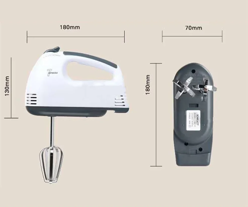 Mixer de mana, cu teluri si carlige din inox, 7 trepte viteza, 400W, SonyMax [5]
