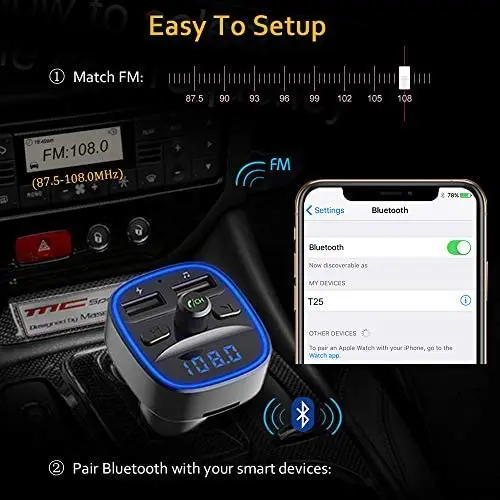 Modulator auto Q1, cu Bluetooth, Led, Fast Charge, 2 x USB Incarcare telefon si Conectare Stick, Player MP3, Hands Free [4]