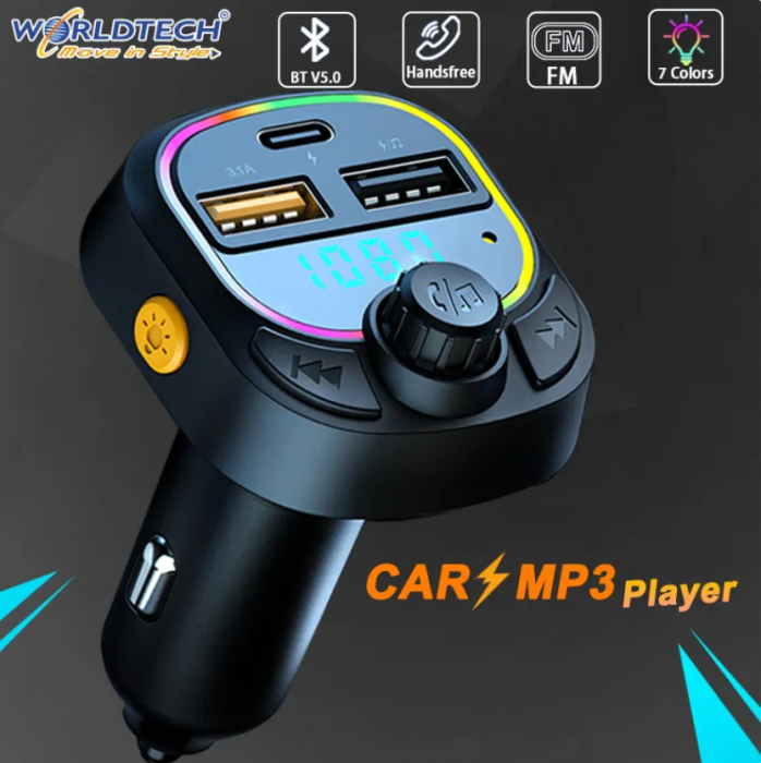 Modulator C4 Bluetooth 5.0, Incarcare Rapida, Lumina RGB 7 culori, USB-C, USB [3]