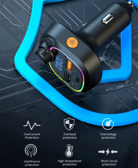 Modulator C4 Bluetooth 5.0, Incarcare Rapida, Lumina RGB 7 culori, USB-C, USB [4]