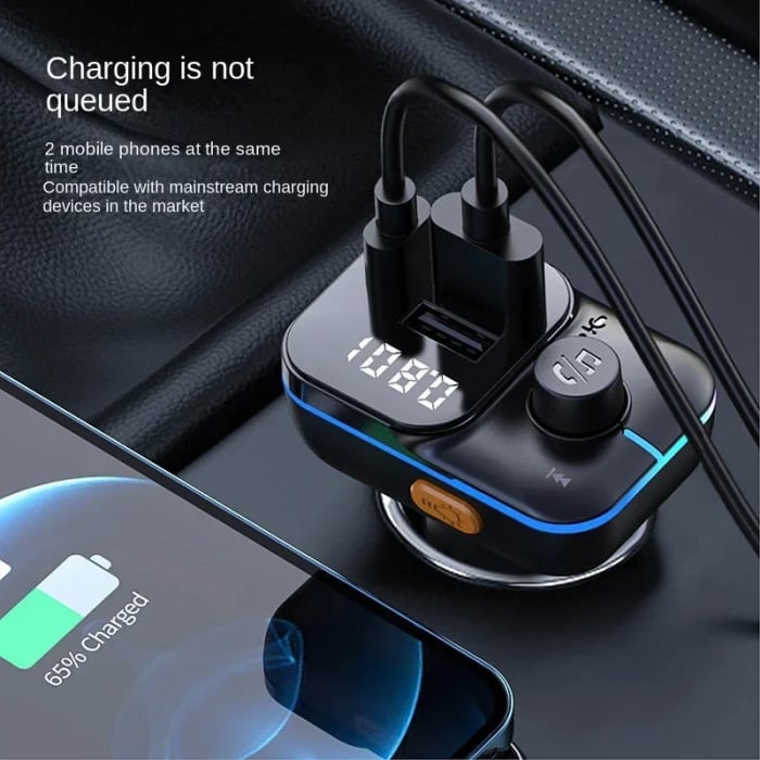 Modulator FM auto Bluetooth, C24S, lumina ambientala, incarcare rapidă, apeluri hands-free, transmisie FM [6]