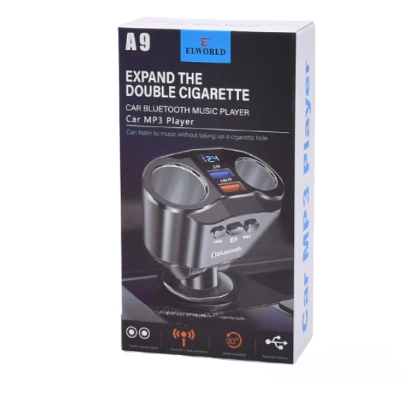 Modulator FM Bluetooth A9, 2 Porturi bricheta, Dual USB max. 4.8A, Hands Free, ecran LED [5]
