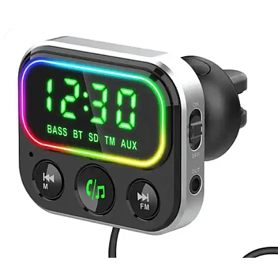 Modulator Transmitator FM Auto Bluetooth, Fast Charge QC 3.0, cu fir [3]