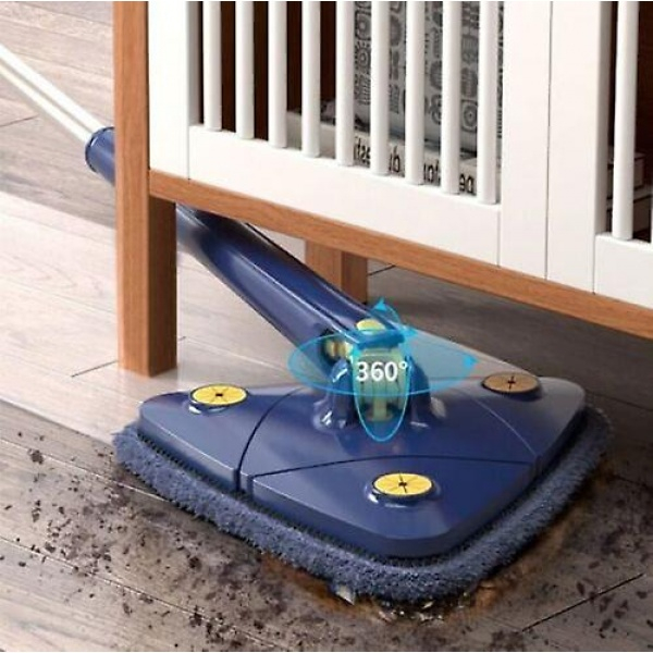 Mop inovativ CleanMaster cu storcator incorporat, de mana, reglabil, rotire 360, triunghi, albastru [2]
