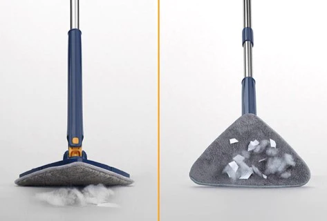 Mop inovativ CleanMaster cu storcator incorporat, de mana, reglabil, rotire 360, triunghi, albastru [4]