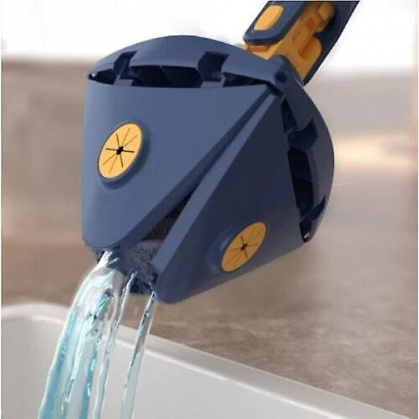 Mop inovativ CleanMaster cu storcator incorporat, de mana, reglabil, rotire 360, triunghi, albastru [5]
