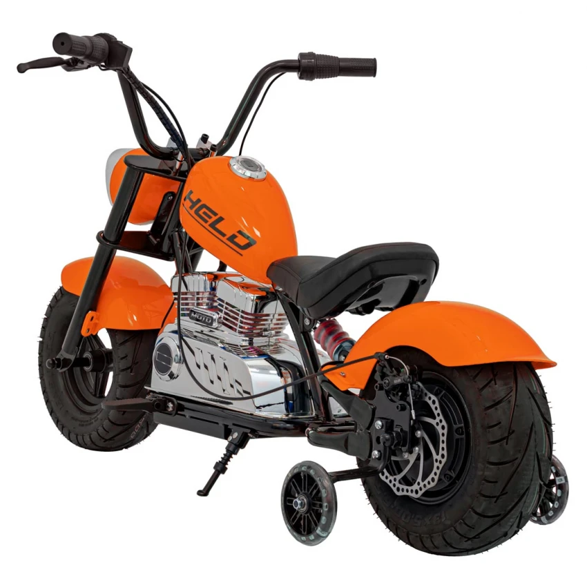 Motocicleta electrica pentru copii, Chopper Warrior, 350W, 18V, port USB, portocaliu, 122x62x73cm [5]