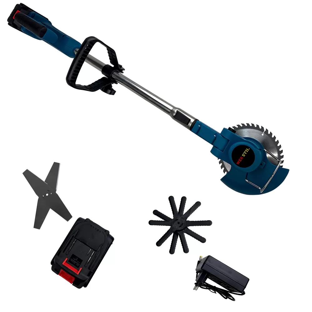 Motocoasa Electrica 2 acumulatori 21V WerStil, Disc, 2 lame, 5 palete gazon incluse [7]