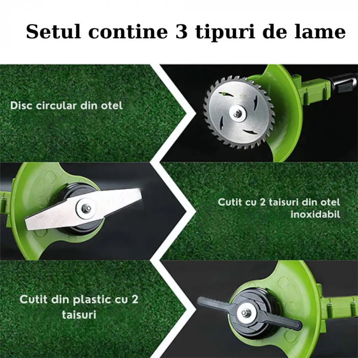 Motocoasa Electrica cu Acumulator 12 V / 24 V / 48 V, 4000 mAh, 20000 rpm, Disc 110mm, 2 x Lama, 5 x Palete [13]