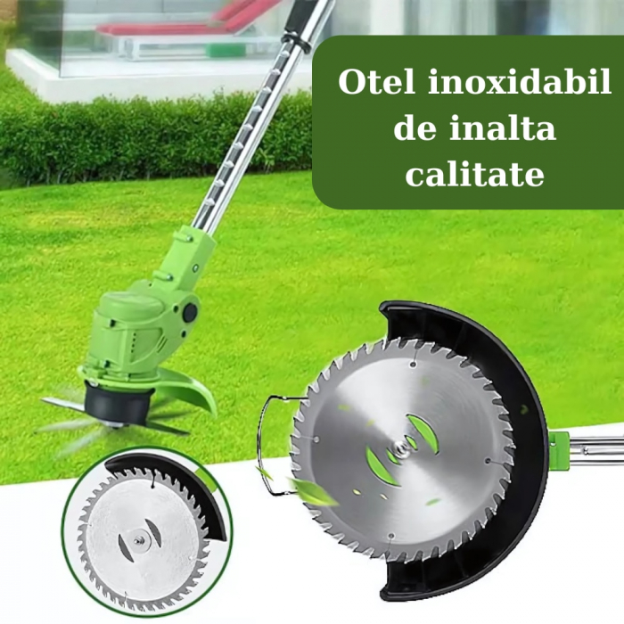 Motocoasa Electrica cu Acumulator 12 V / 24 V / 48 V, 4000 mAh, 20000 rpm, Disc 110mm, 2 x Lama, 5 x Palete [15]