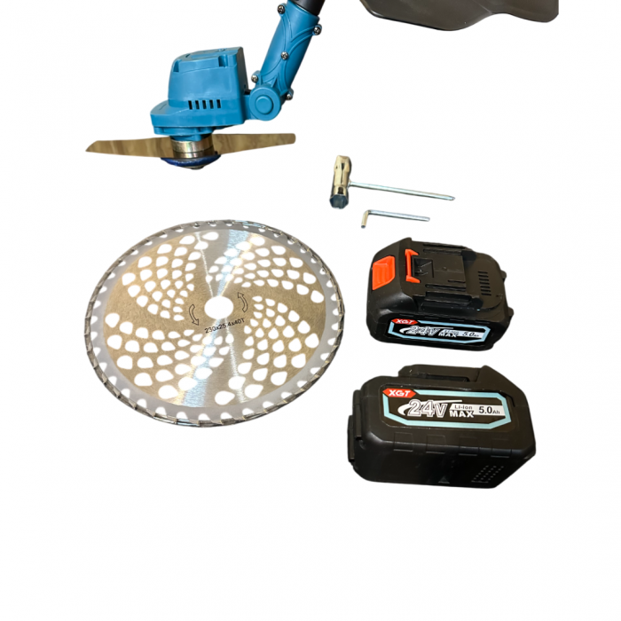 Motocoasa Electrica Profesionala German Meister, cu 2 Acumulatori 24V 5AH, Disc 230 mm, Unghi taiere reglabil [2]