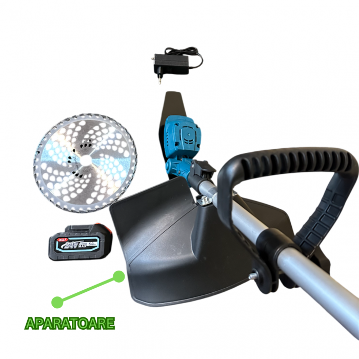 Motocoasa Electrica Profesionala German Meister, cu 2 Acumulatori 24V 5AH, Disc 230 mm, Unghi taiere reglabil [7]