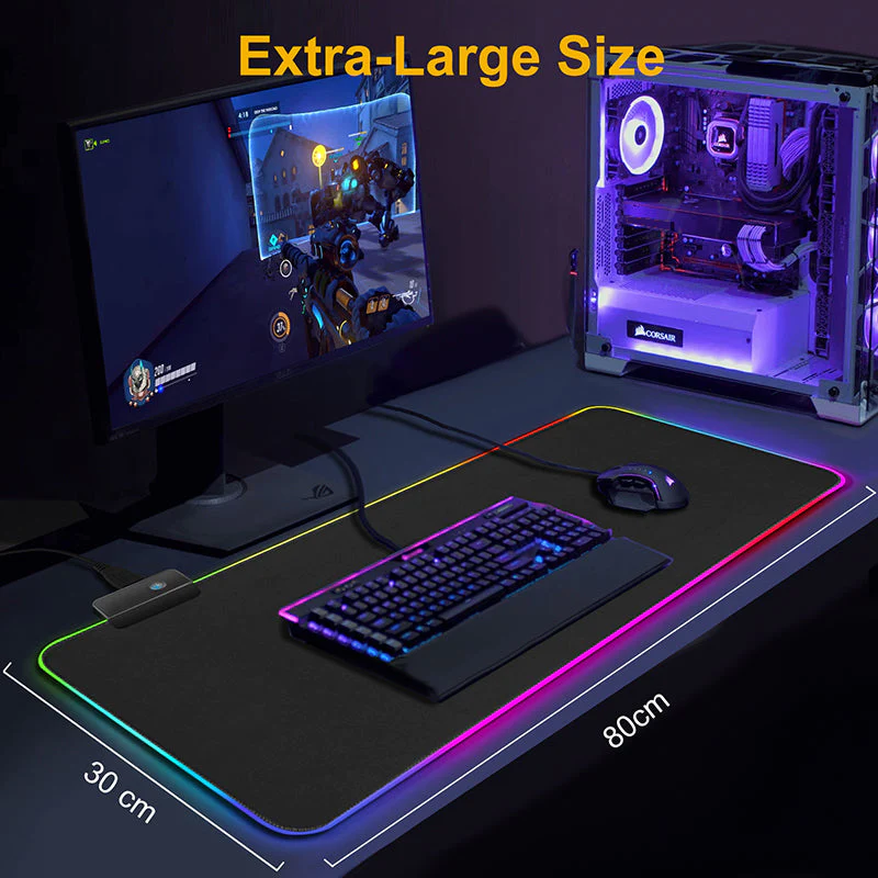 Mouse Pad gaming cu iluminare RGB Led 80 x 30 negru [5]