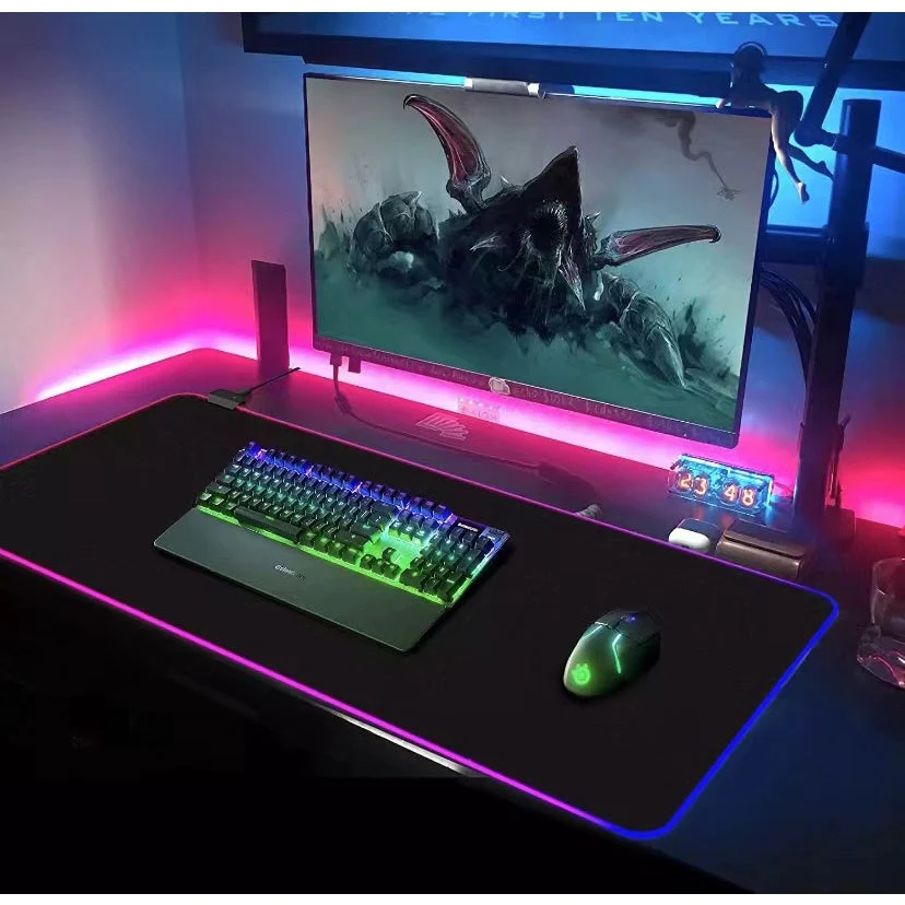 Mouse Pad gaming cu iluminare RGB Led 80 x 30 negru [3]