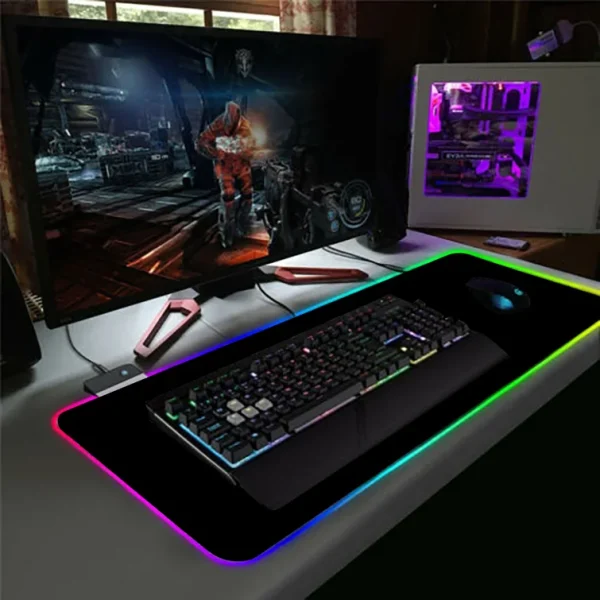Mouse Pad gaming cu iluminare RGB Led 80 x 30 negru [9]