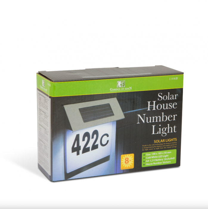 Numar de Casa cu LED si Panou Solar, 3 x cifre 0-9, litere A-H [4]
