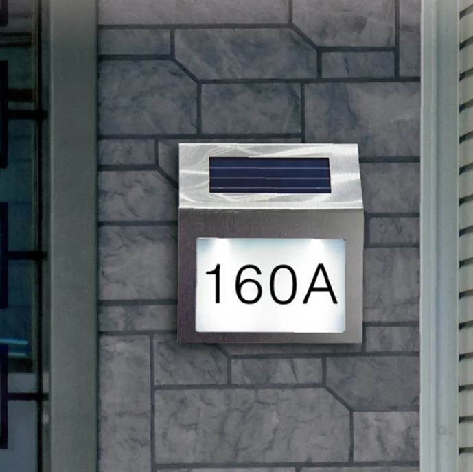 Numar de Casa din inox cu iluminare LED si Panou Solar [3]