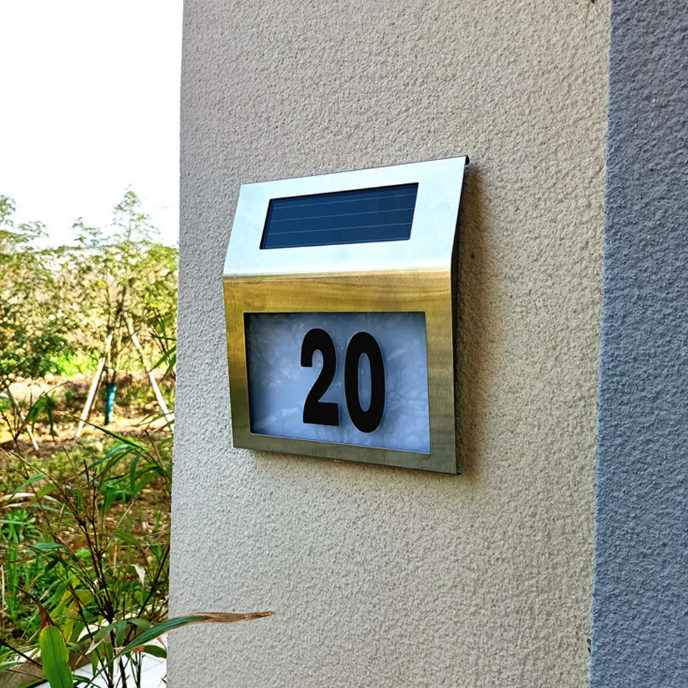 Numar de Casa din inox cu iluminare LED si Panou Solar [6]