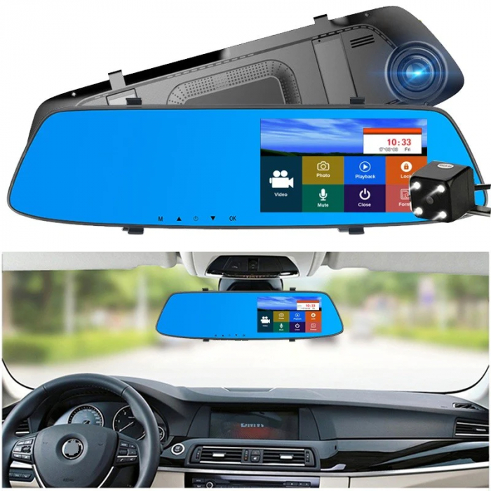Oglinda Retrovizoare cu Camera video auto dubla fata-spate, cu Touch-Screen HD Display 4.3" IPS [2]
