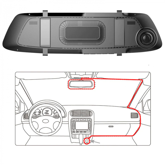 Oglinda Retrovizoare cu Camera video auto dubla fata-spate, cu Touch-Screen HD Display 4.3" IPS [9]