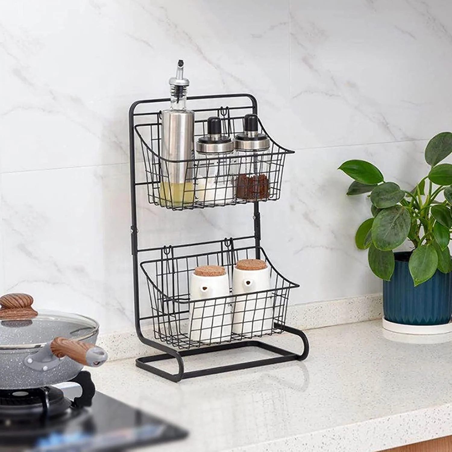 Organizator baie/bucatarie cu 2 cosuri pentru diverse alimente si obiecte [4]