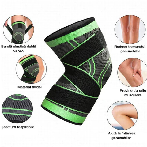 Set 2 Genunchiere elastice pentru artrită, genunchiere cu curele de compresie, reglabile [4]