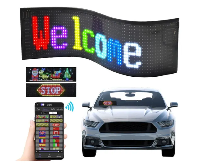 Panou LED RGB programabil, flexibil, control Bluetooth din aplicatie, afisaj text și animatii, alimentare USB [3]