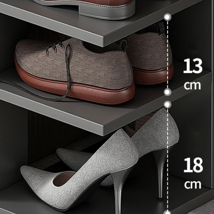 Pantofar cu 7 Etaje si Sertar, Dulap Depozitare Incaltaminte din PAL, Design Modern, Culoare Gri [4]