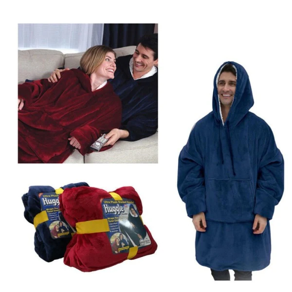 Patura-hanorac cu gluga, confortabila, calduroasa si pufoasa Huggle Hoodie [10]