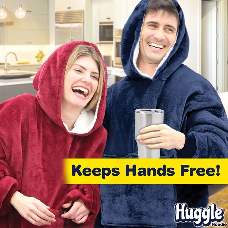 Patura-hanorac cu gluga, confortabila, calduroasa si pufoasa Huggle Hoodie [2]