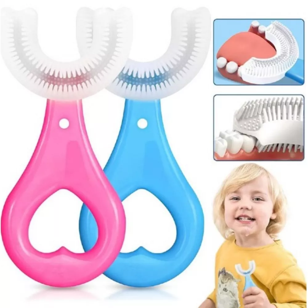 Periuta de dinti circulara pentru copii, din silicon, in forma de U [3]