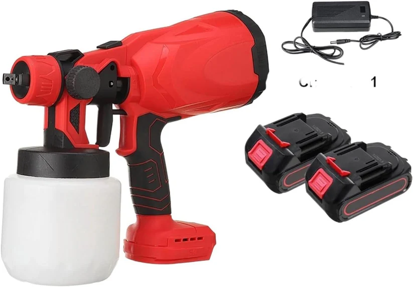 Pistol Profesional De Vopsit Si Zugravit, Electric, Cu Rezervor De Vopsea, 800 ml si 2 Acumulatori, 48 V, Portabil [7]