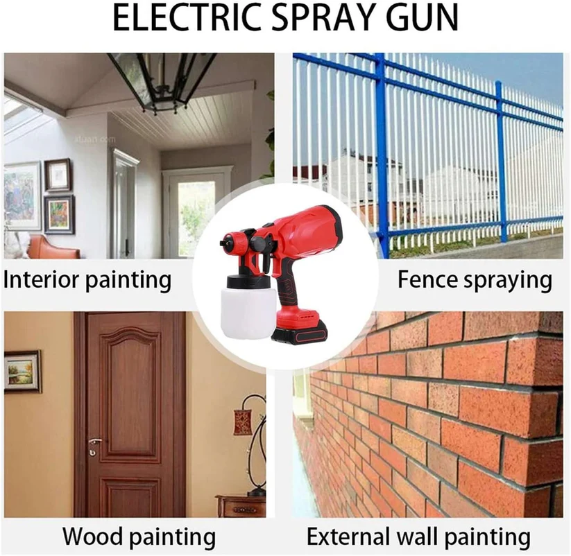 Pistol Profesional De Vopsit Si Zugravit, Electric, Cu Rezervor De Vopsea, 800 ml si 2 Acumulatori, 48 V, Portabil [4]