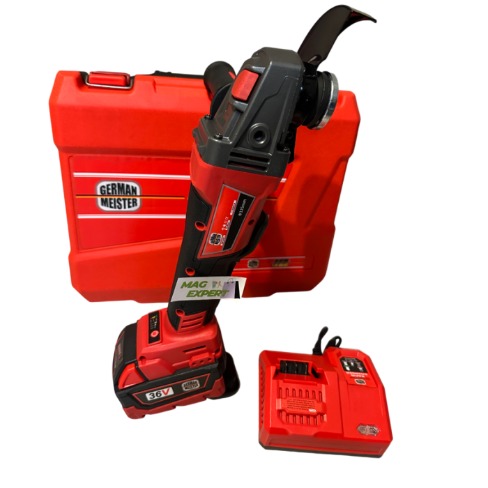 Polizor Unghiular / Flex German Meister cu 2 Acumulatori, 36V, 8Ah, 10000 RPM, Rosu [4]