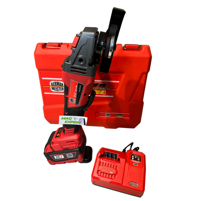 Polizor Unghiular / Flex German Meister cu 2 Acumulatori, 36V, 8Ah, 10000 RPM, Rosu [2]