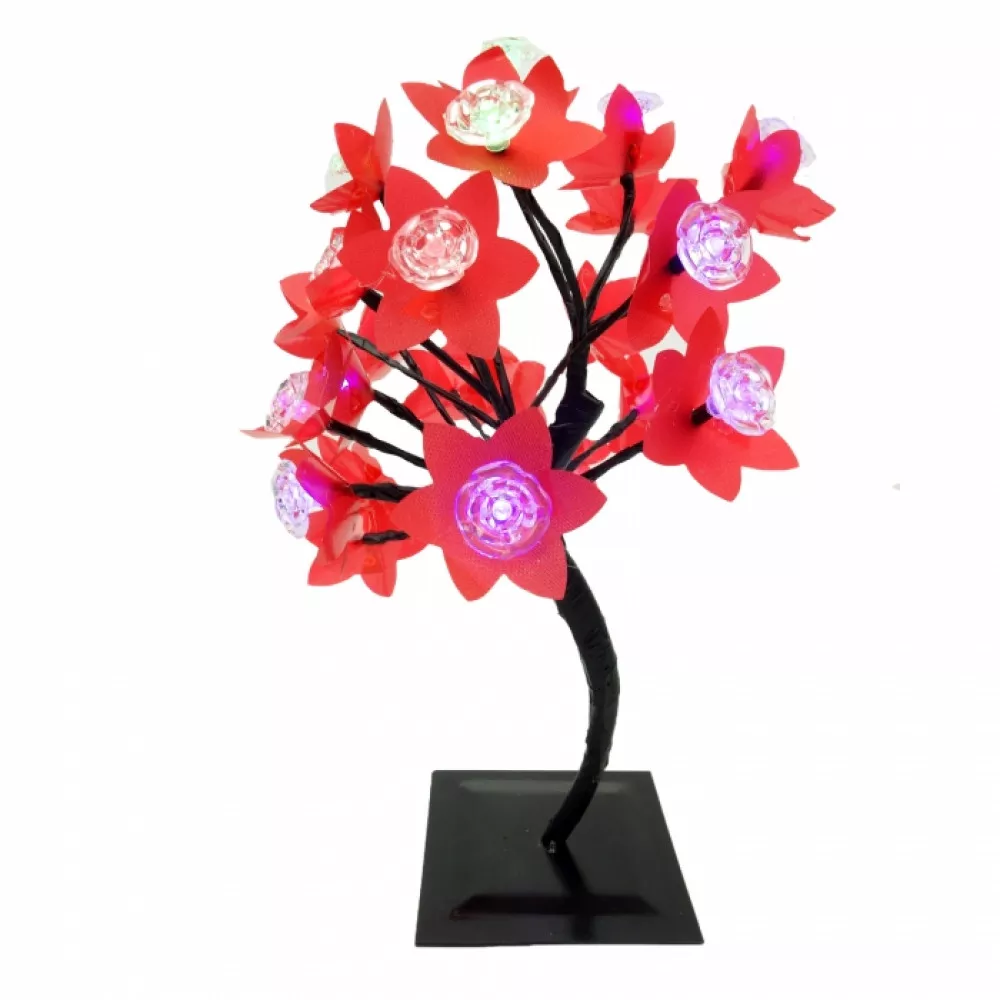 Pomisor cu flori si 20 leduri colorate, roz/verde/albastru/rosu 35 cm [6]