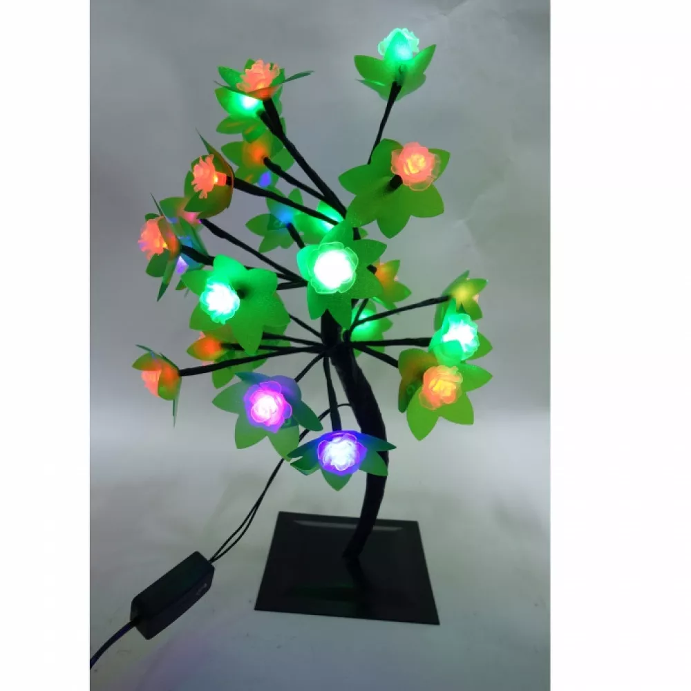 Pomisor cu flori si 20 leduri colorate, roz/verde/albastru/rosu 35 cm [8]