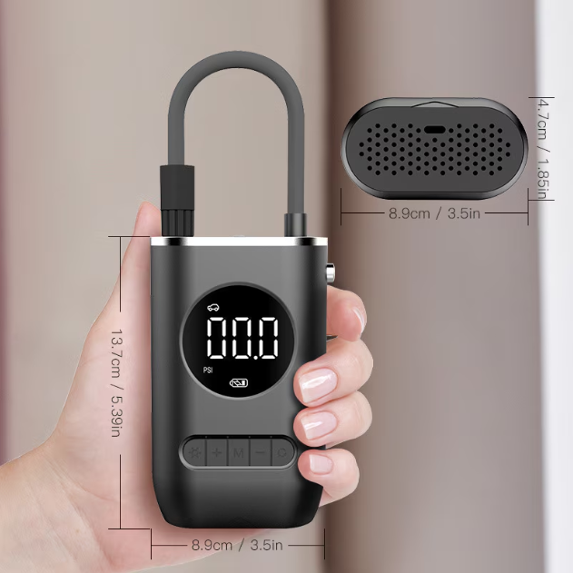 Pompa de aer electrica pentru masina (Compresor), Multifunctionala, 4000 mAh, 120W, afisaj digital LCD, lanterna LED, incarcare USB, Portabila [12]