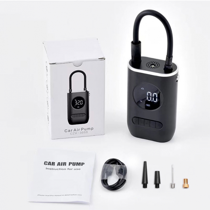 Pompa de aer electrica pentru masina (Compresor), Multifunctionala, 4000 mAh, 120W, afisaj digital LCD, lanterna LED, incarcare USB, Portabila [6]