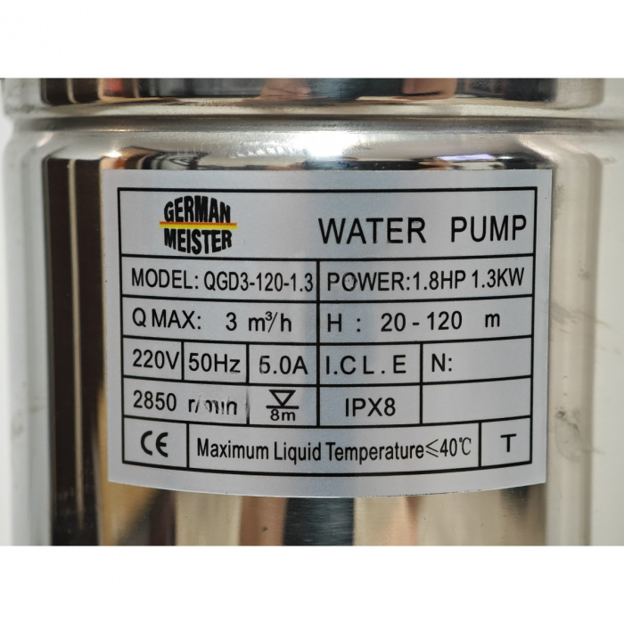 Pompa Submersibila German Meister, 30L/min, 1300W, 2850 r/min, QGD3-120-1.3 [3]