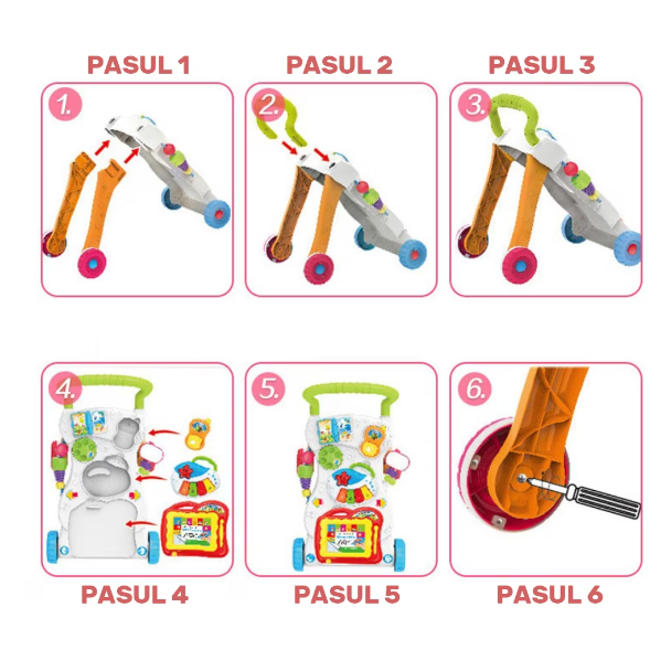 Premergator Baby Walker, multifunctional, pentru bebe , 7 jucarii montabile , Alb [5]