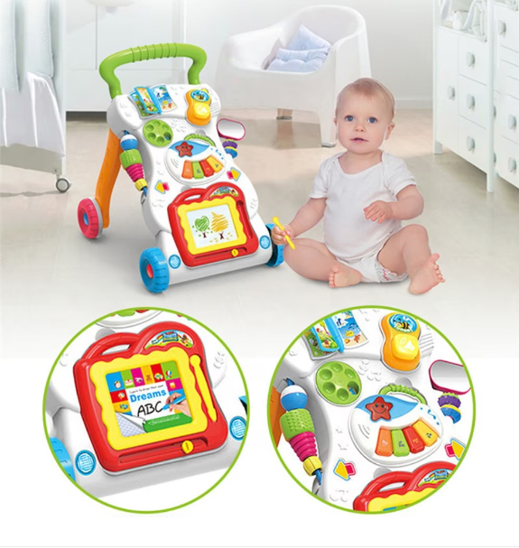 Premergator Baby Walker, multifunctional, pentru bebe , 7 jucarii montabile , Alb [2]