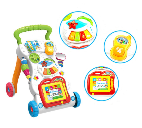 Premergator Baby Walker, multifunctional, pentru bebe , 7 jucarii montabile , Alb [9]