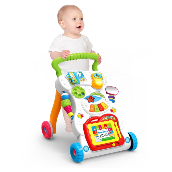 Premergator Baby Walker, multifunctional, pentru bebe , 7 jucarii montabile , Alb [3]